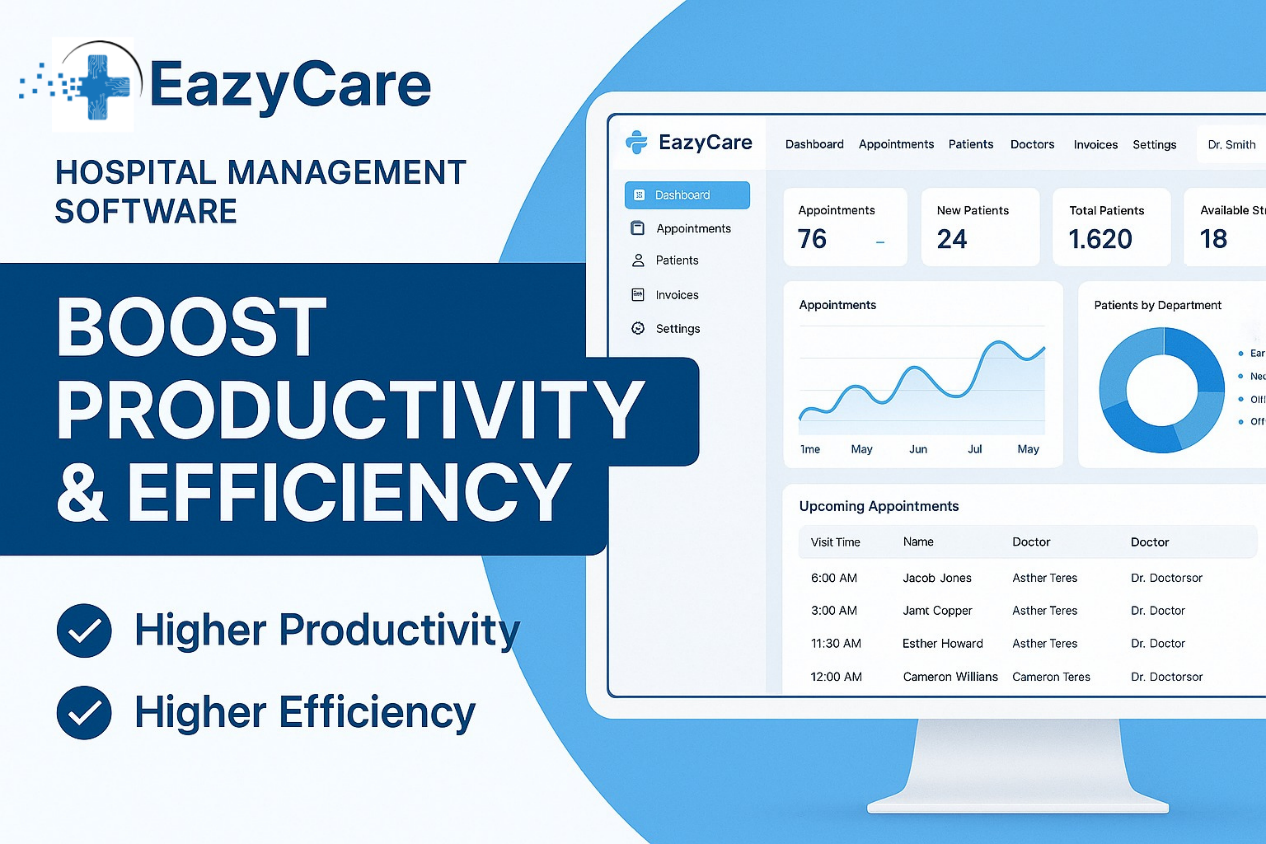 eazy care hospital management software increases the productivity and work efficiency for hospitals